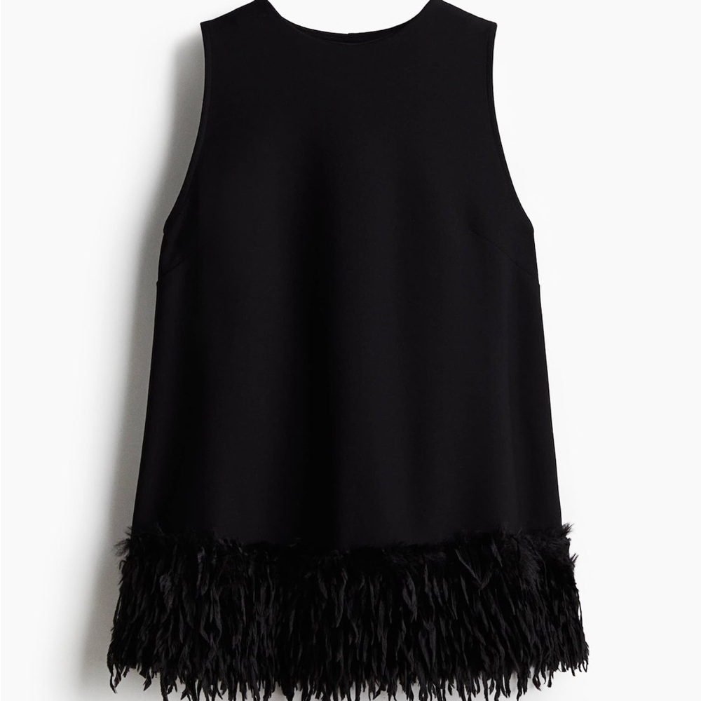 H&M Black Top with Feather Detail - Picture 2 of 8